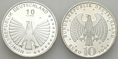 Niemcy. 10 euro 2002 i 2004, zestaw 2 monet – SREBRO