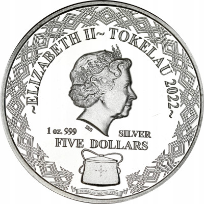 Tokelau - 5 dolarów 2022 - Znaki zodiaku Wodnik - UNCJA SREBRA - SREBRO