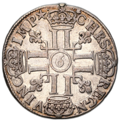 Francja, Ludwik XIV Wielki (1643–1715). 1/2 Ecu aux 8 L" 1690 - SREBRO
