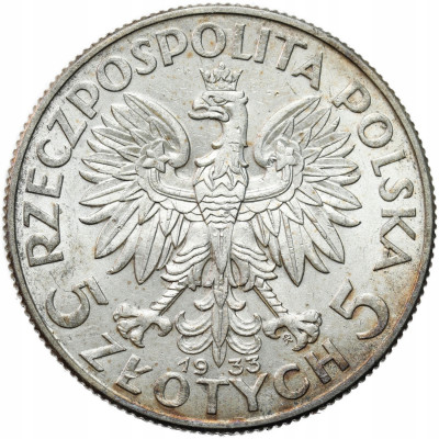 II RP. 5 złotych 1933 głowa kobiety - PIĘKNA