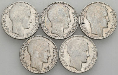 Francja. 10 franków 1930-1934 Paryż, SREBRO – 5 szt