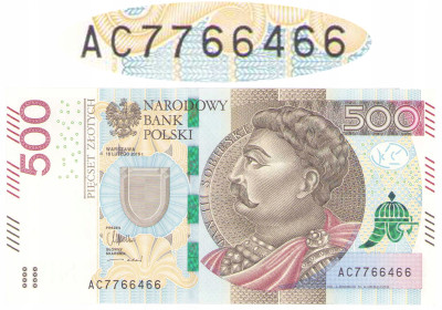 500 złotych 2016 seria AC