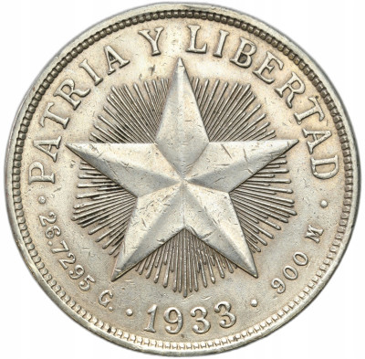 Kuba. 1 peso 1933, Filadelfia