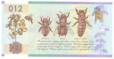 PWPW banknot testowy - 012 - pszczoła miodna - BEZ SERII I NUMERACJI