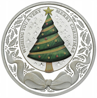 Tuvalu. 1 dolar 2008, Choinka bożonarodzeniowa – UNCJA SREBRA