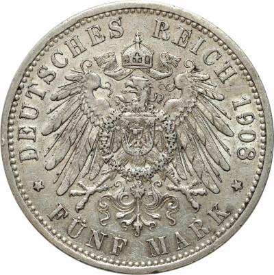 Niemcy, Prusy. 5 marek 1908 A, Berlin – SREBRO