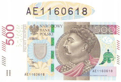500 złotych 2016 seria AE