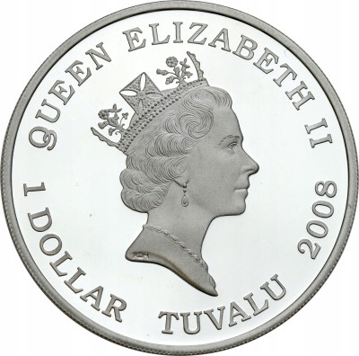 Tuvalu. 1 dolar 2008, Choinka bożonarodzeniowa – UNCJA SREBRA