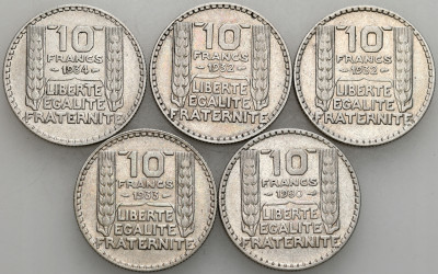 Francja. 10 franków 1930-1934 Paryż, SREBRO – 5 szt