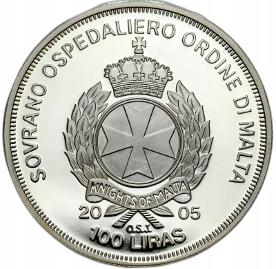 Malta. 100 lir 2005, Jan Paweł II – SREBRO
