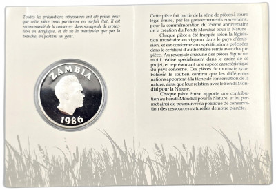 Zambia. 10 kwach 1986, Światowy Fundusz na rzecz Przyrody – SREBRO