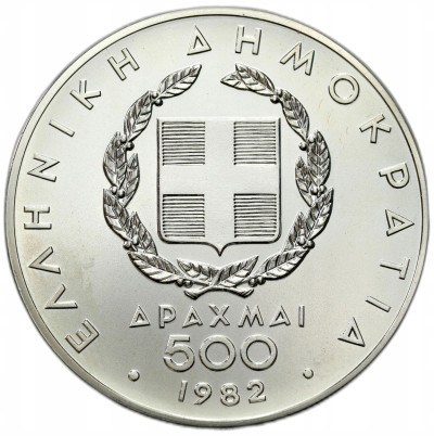 Grecja. 500 drachm 1982, Ateny 1982 – SREBRO