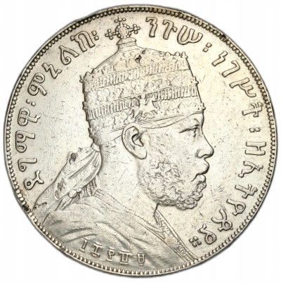 Etiopia - 1 birr 1894 Cesarz Menelik II – SREBRO