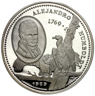 Kuba. 5 peso 1989, 220 rocznica urodzin - Aleksander von Humboldt – SREBRO