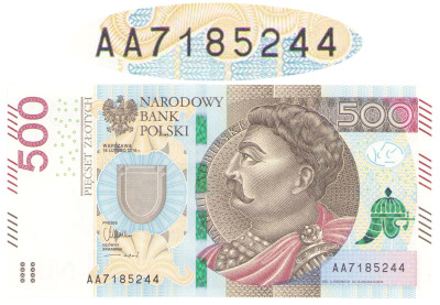 500 złotych 2016 seria AA