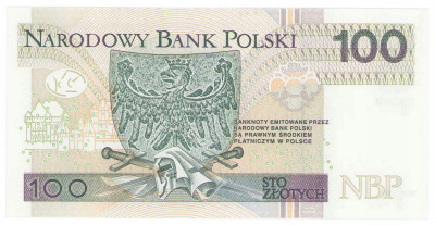 Banknot 100 złotych 1994 - rzadka seria AA - NISKI NUMER 0007415