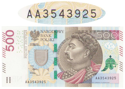 500 złotych 2016 seria AA