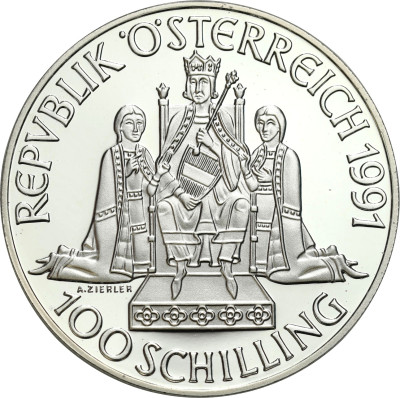 Austria. 100 szylingów 1991, Rudolf I – SREBRO
