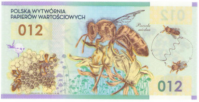 PWPW banknot testowy - 012 - pszczoła miodna - BEZ SERII I NUMERACJI