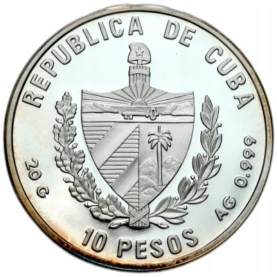 Kuba. 10 peso 1996, Płaskodziobek duży – SREBRO