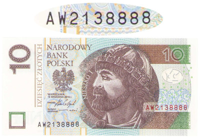 10 złotych 2016 seria AW