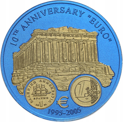 Liberia. 5 dolarów 2005 10. rocznica Euro – Grecja