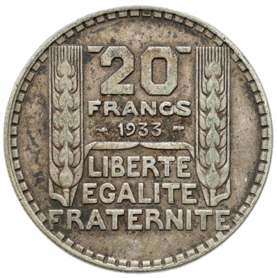 Francja. 20 franków 1933 – SREBRO