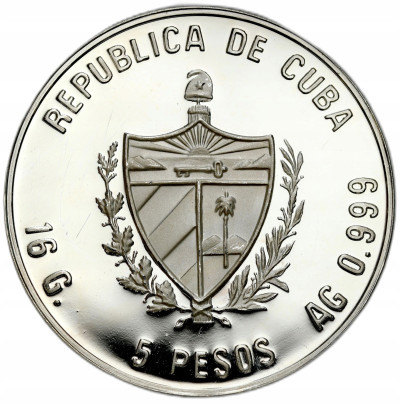Kuba. 5 peso 1989, 220 rocznica urodzin - Aleksander von Humboldt – SREBRO