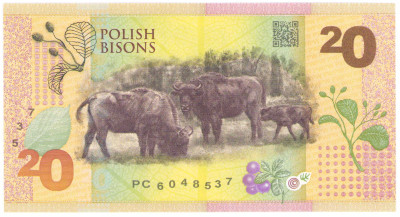 PWPW. Banknot testowy. 20 złotych 2019, Polskie Żubry – seria PC