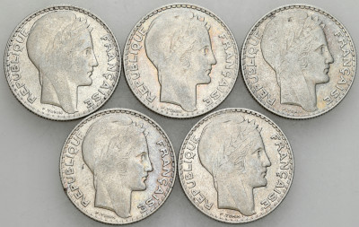 Francja. 10 franków 1930-1934 Paryż, SREBRO – 5 szt