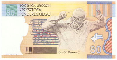 Banknot testowy PWPW Krzysztof Penderecki