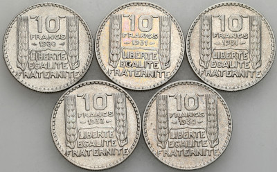 Francja. 10 franków 1930-1934 Paryż, SREBRO – 5 szt