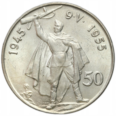 Czechosłowacja. 50 koron 1955, 10 rocznica wyzwolenia – SREBRO