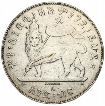 Etiopia - 1 birr 1894 Cesarz Menelik II – SREBRO
