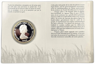Turks i Caicos. 1 korona 1988, WWF – SREBRO