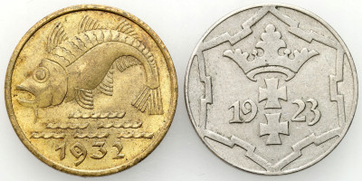 Wolne Miasto Gdańsk/Danzig. 10 fenigów 1923 i 1932