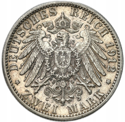 Niemcy, Wirtembergia. 2 marki 1912 F, Stuttgart - SREBRO