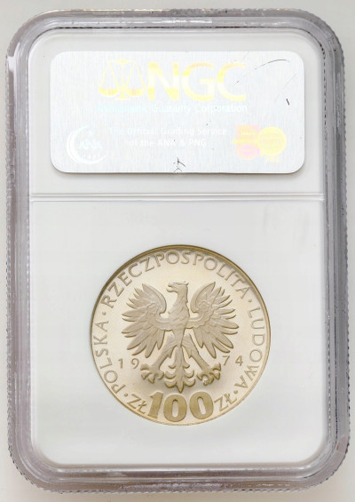 PRL. 100 złotych 1974 Maria Skłodowska Curie NGC PF65 ULTRA CAMEO