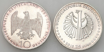 Niemcy. 10 i 25 euro 1994 i 2015, SREBRO – 2 szt