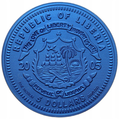 Liberia. 5 dolarów 2005, 10. rocznica Euro – Monako