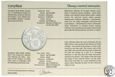 10 złotych 2014 brakteat Mieszka III Starego