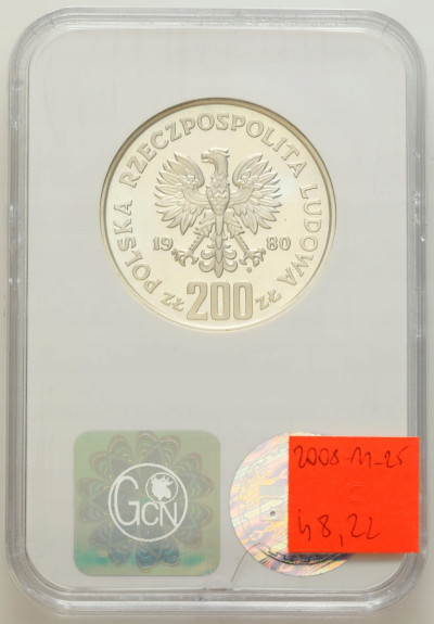 200 zł 1980 Igrzyska Lake Placid bez znicza – SREBRO – grading GCN PR67