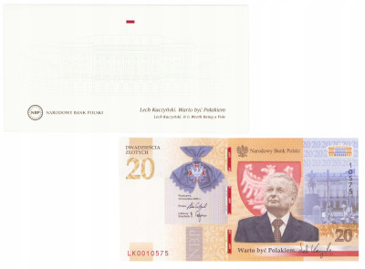 III RP. 20 złotych 2021 Lech Kaczyński. Warto być Polakiem