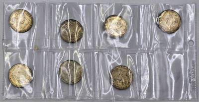 Niemcy. 5 marek 1935-1938 Hindenburg, SREBRO – 7 szt