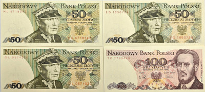 PRL. 50-100 złotych 1986-1988 – 4 szt