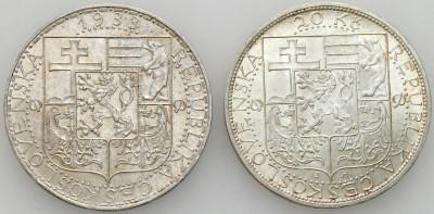 Czechosłowacja. 20 koron 1933 i 1937, SREBRO – 2 szt