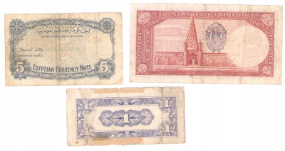 Japonia, Iran, Egipt. Zestaw banknotów – 3 sztuk
