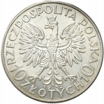 II RP. 10 złotych 1932 głowa kobiety (bez znaku mennicy) – ŁADNE