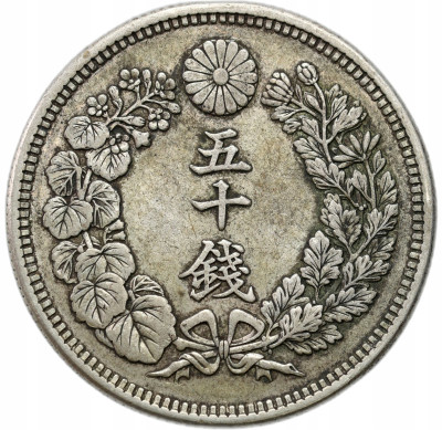 Japonia. 50 sen Yr 43 (1910) – SREBRO