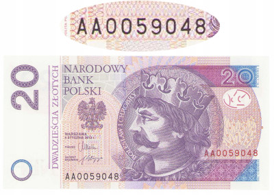 Banknot 20 złotych 2012 - rzadka seria AA